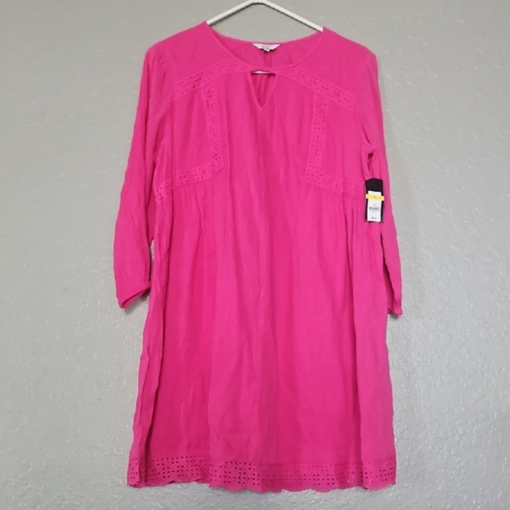Crown & Ivy Pink Babydoll Linen Summer Dress